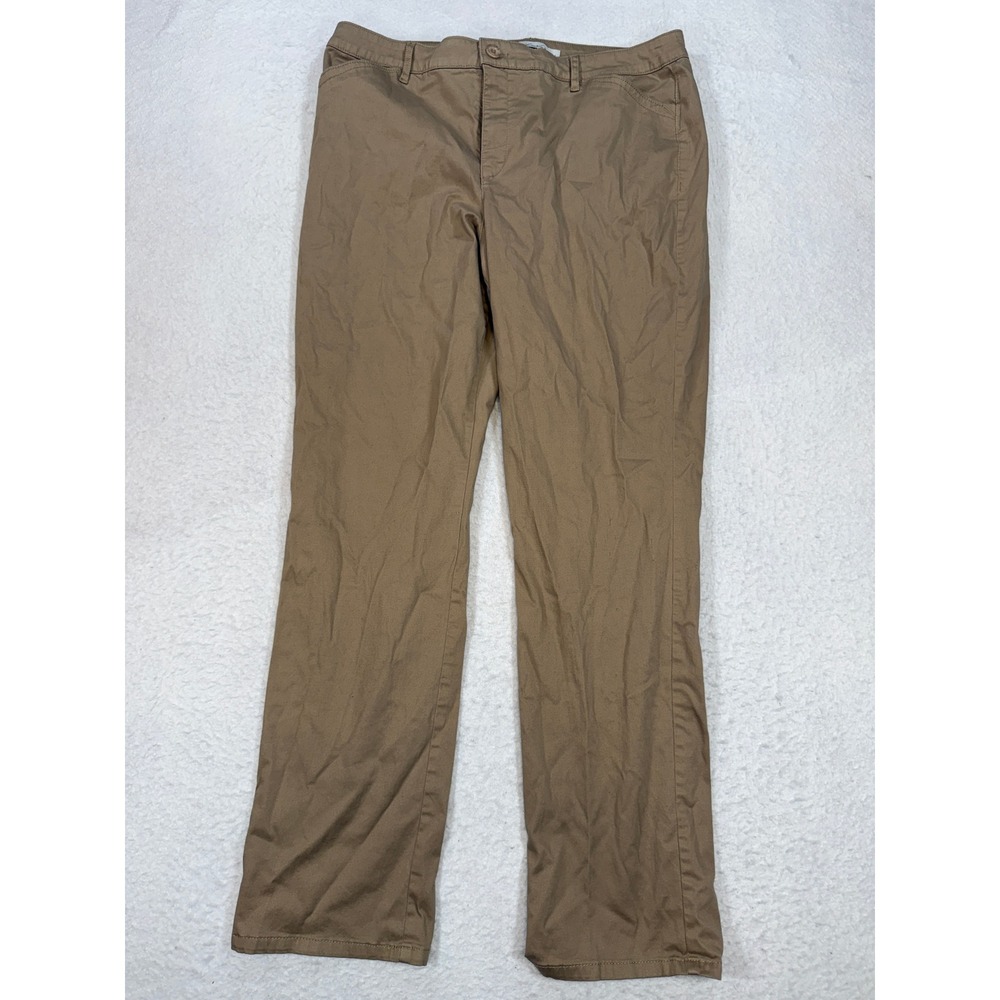 Gloria Vanderbilt Khaki Unitd. Tan Brown Straight Leg Pants Womens 16